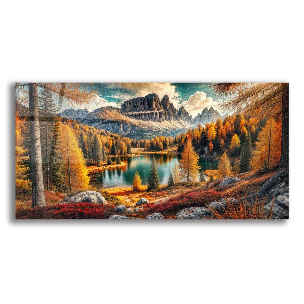 Lago Federa - Fall Landscape by Rey Klimt acrylic glass wall art