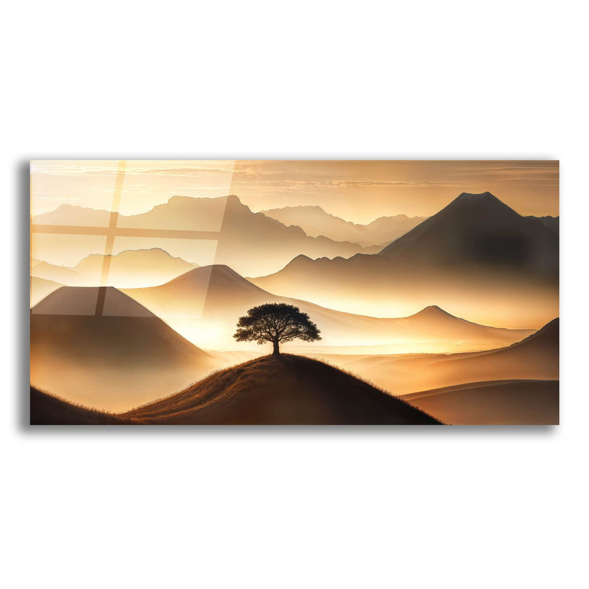 Lone Tree In Mountains by Rey Klimt acrylic glass wall art