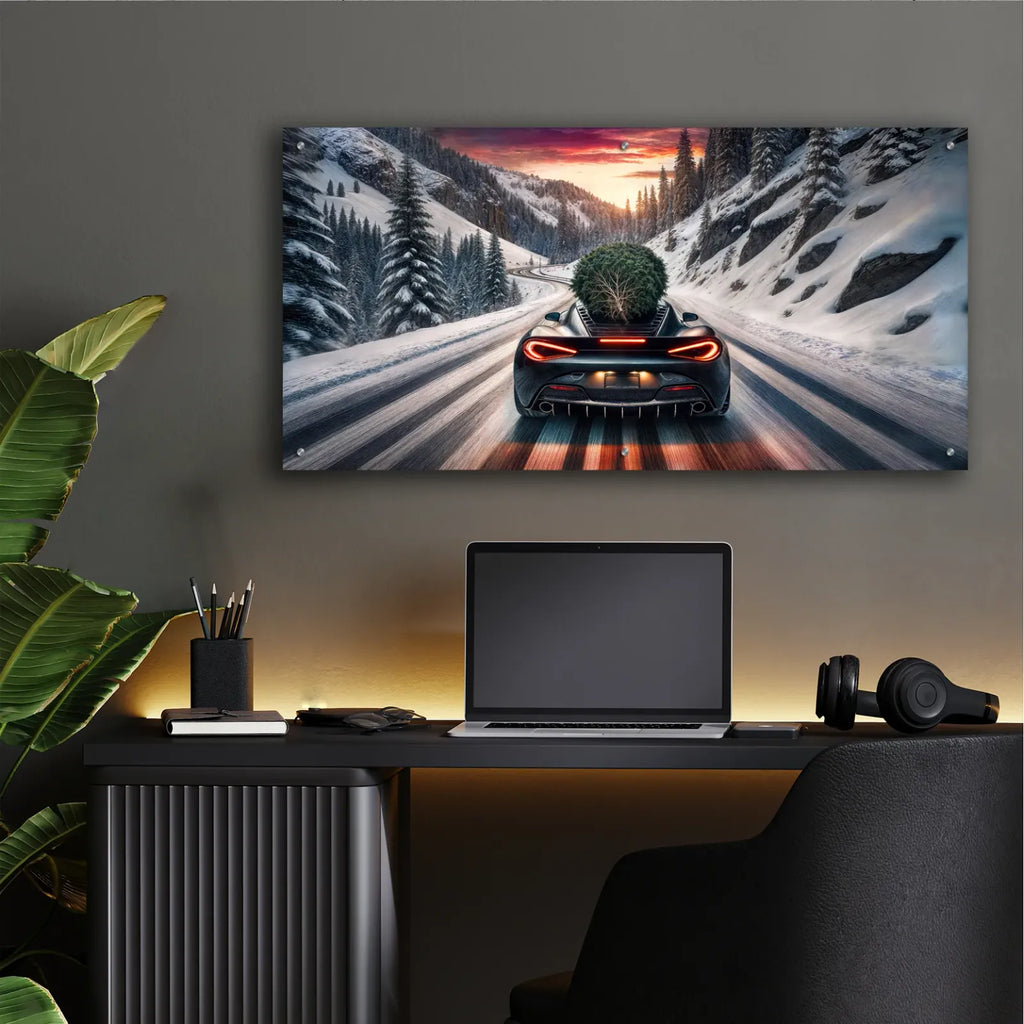 Modern Day Christmas Express by Rey Klimt - 48x24 acrylic wall art in a room