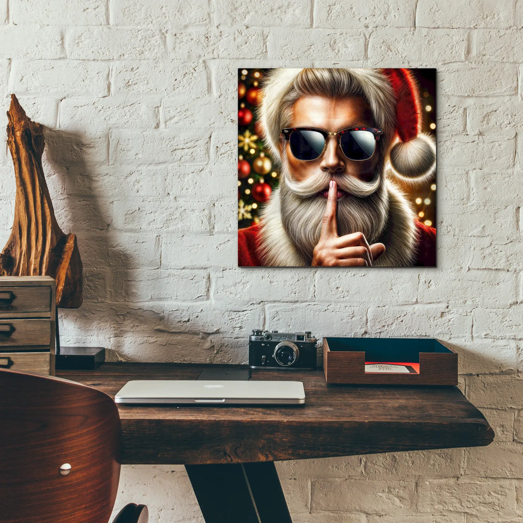 Modern Santas Secrets by Rey Klimt - 12x12 acrylic wall art in a room