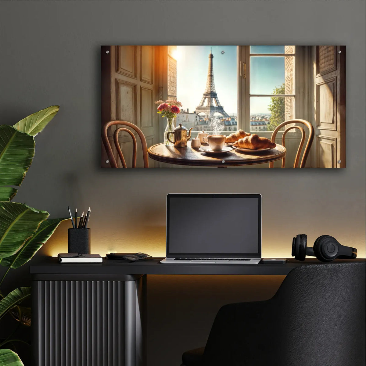 Morning Coffee In Paris by Rey Klimt - 48x24 acrylic wall art in a room