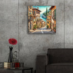 Old Town Street In Mediterranean by Rey Klimt - 24x24 acrylic wall art in a room