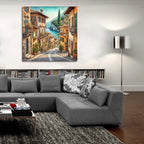 Old Town Street In Mediterranean by Rey Klimt - 36x36 acrylic wall art in a room