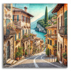 Old Town Street In Mediterranean by Rey Klimt acrylic glass wall art