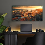 Prague Rooftops by Rey Klimt - 48x24 acrylic wall art in a room