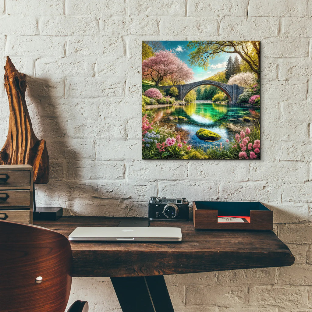 Round Bridge - Magical Place by Rey Klimt - 12x12 acrylic wall art in a room