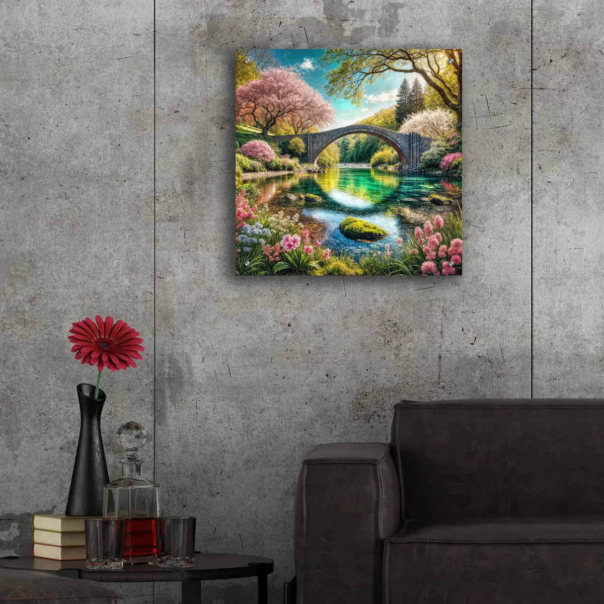 Round Bridge - Magical Place by Rey Klimt - 24x24 acrylic wall art in a room