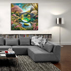 Round Bridge - Magical Place by Rey Klimt - 36x36 acrylic wall art in a room