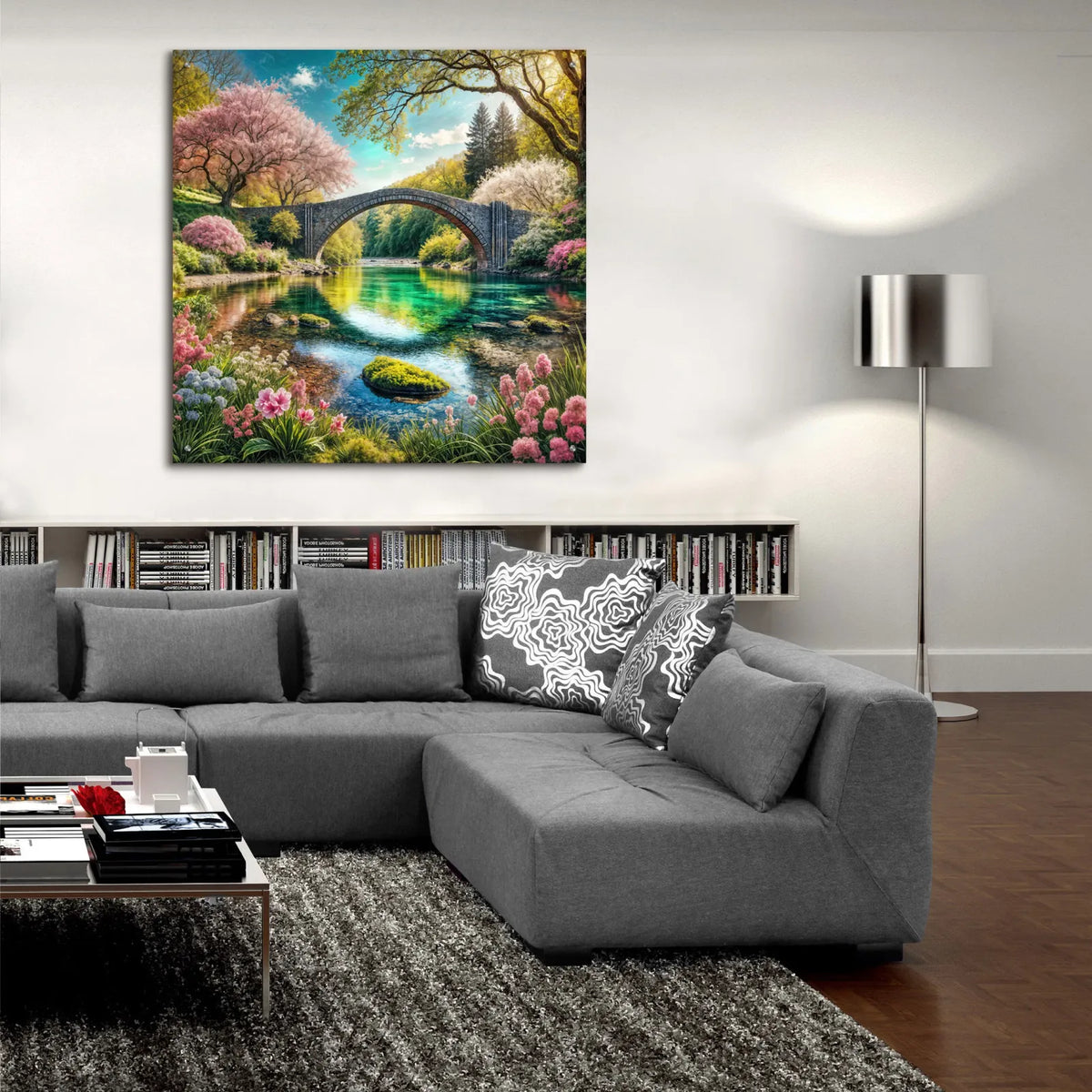 Round Bridge - Magical Place by Rey Klimt - 36x36 acrylic wall art in a room