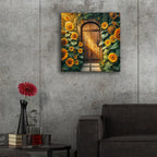 Rustic Door In Sunflowers by Rey Klimt - 24x24 acrylic wall art in a room