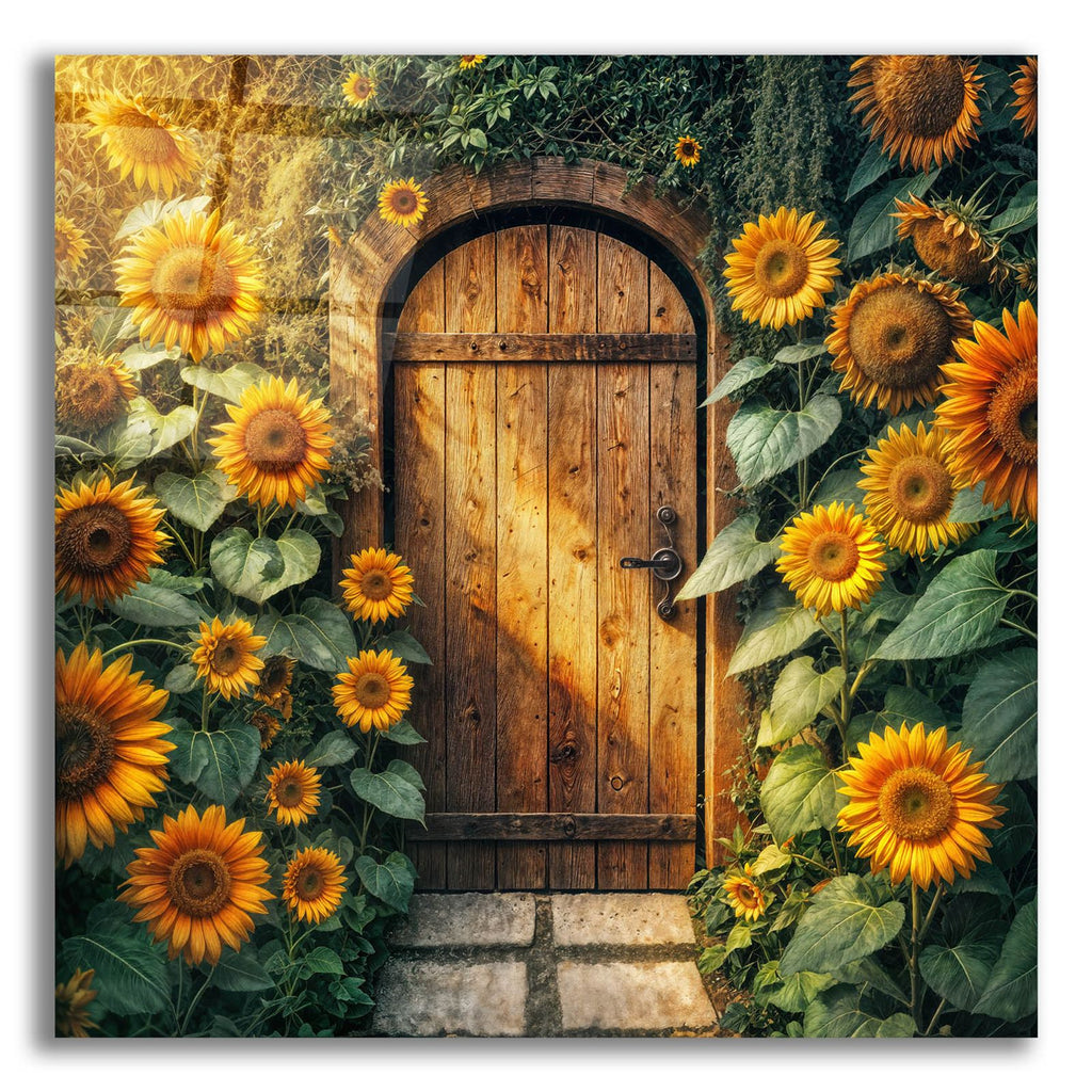 Rustic Door In Sunflowers by Rey Klimt acrylic glass wall art