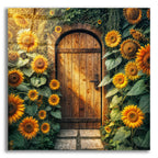 Rustic Door In Sunflowers by Rey Klimt acrylic glass wall art