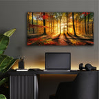 Sunrise In Fall Forest by Rey Klimt - 48x24 acrylic wall art in a room