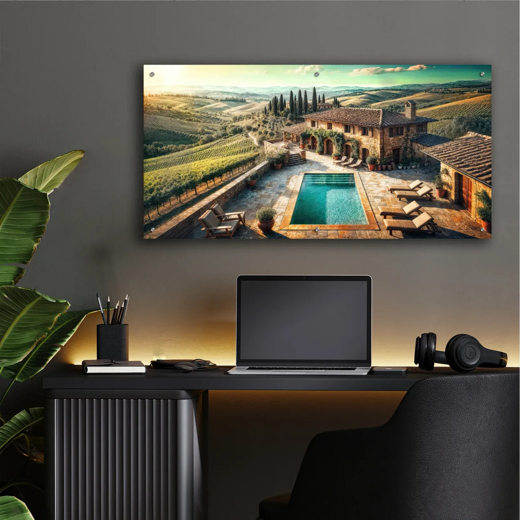 Tuscany Vineyard by Rey Klimt - 48x24 acrylic wall art in a room