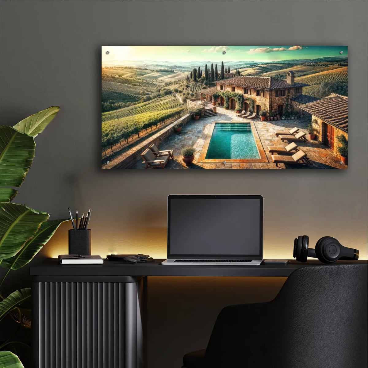 Tuscany Vineyard by Rey Klimt - 48x24 acrylic wall art in a room