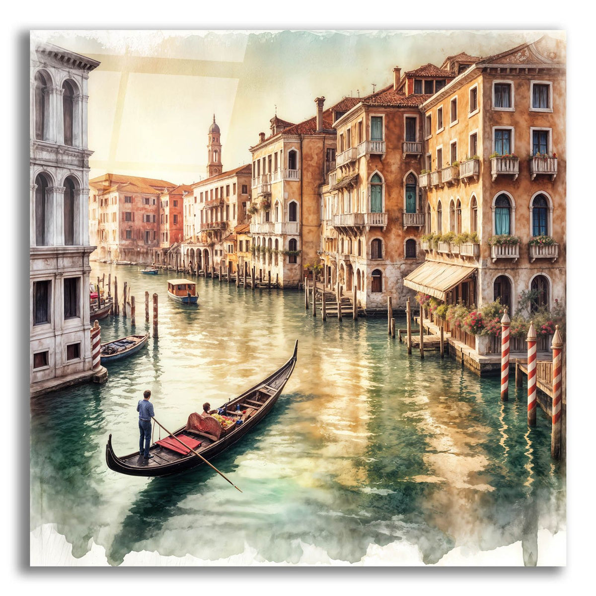 Venice Italy Watercolor Square by Rey Klimt acrylic glass wall art