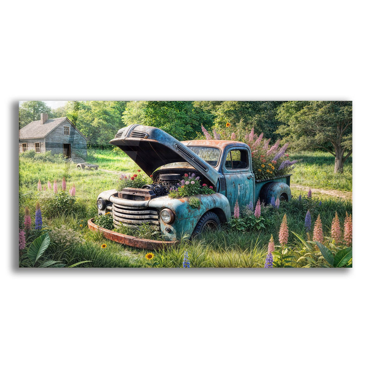 Vintage Truck Flower Bed by Rey Klimt acrylic glass wall art