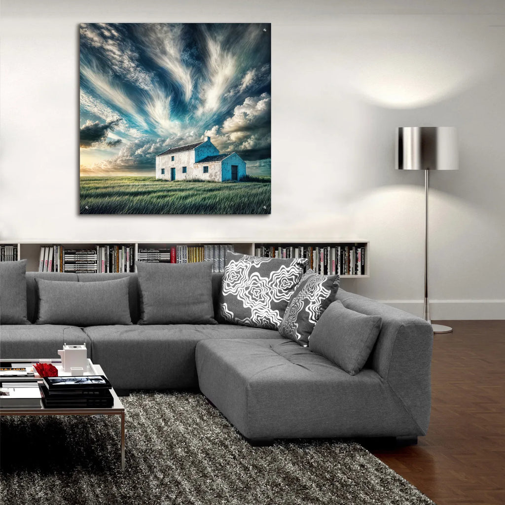 White House In A Field by Rey Klimt - 36x36 acrylic wall art in a room