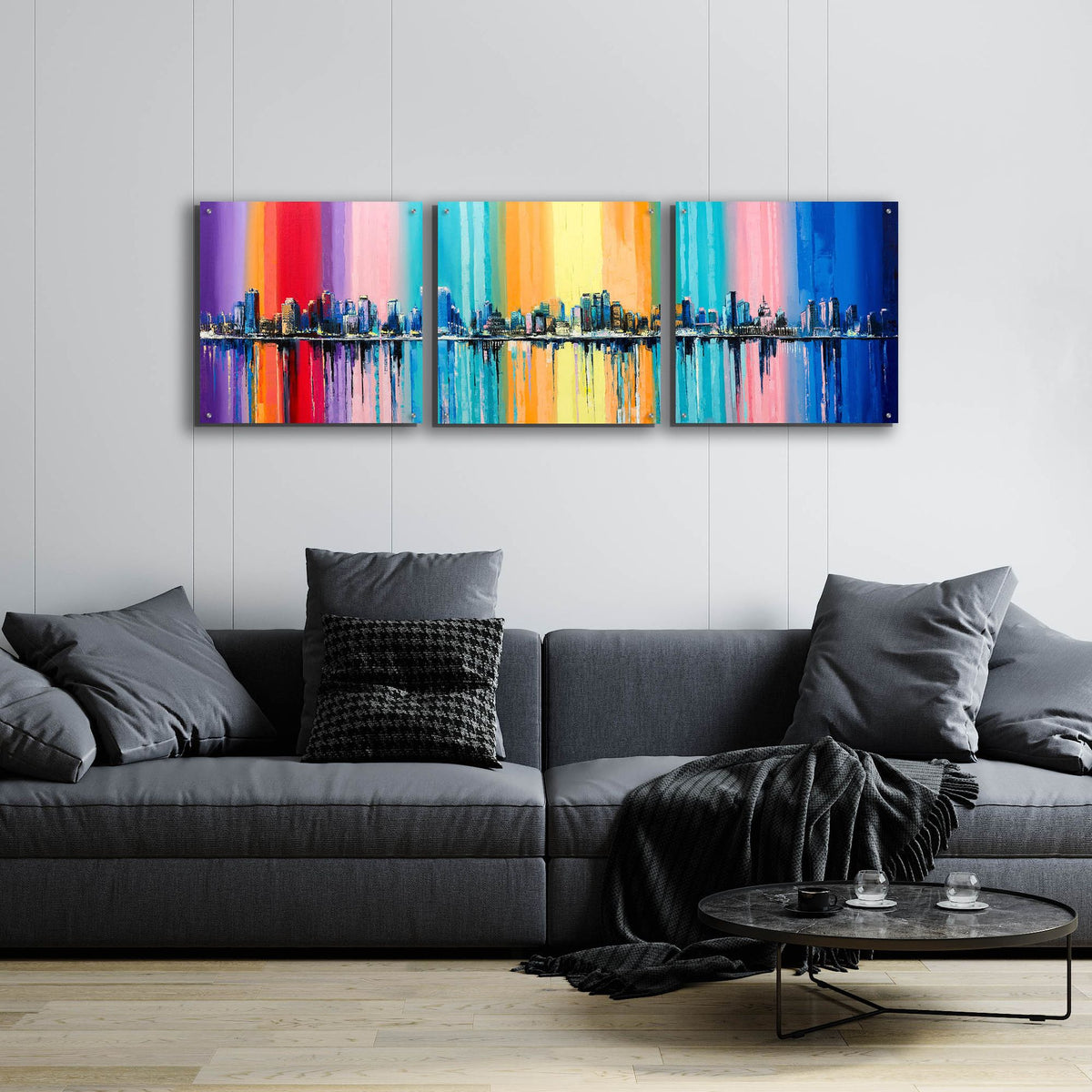 Epic Art 'Longest Day' Acrylic Glass Wall Art, 3 Piece Set,72x24