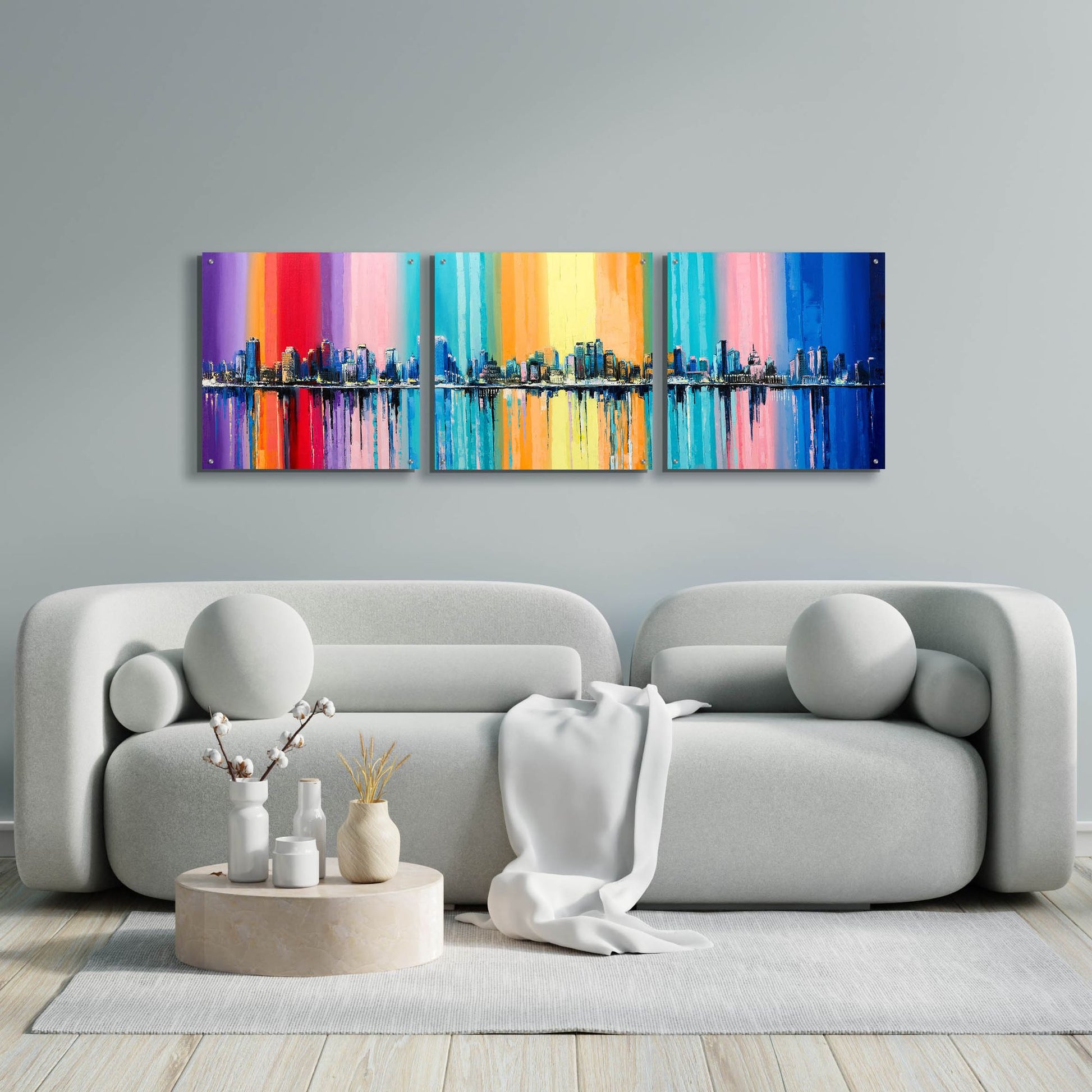 Epic Art 'Longest Day' Acrylic Glass Wall Art, 3 Piece Set,72x24