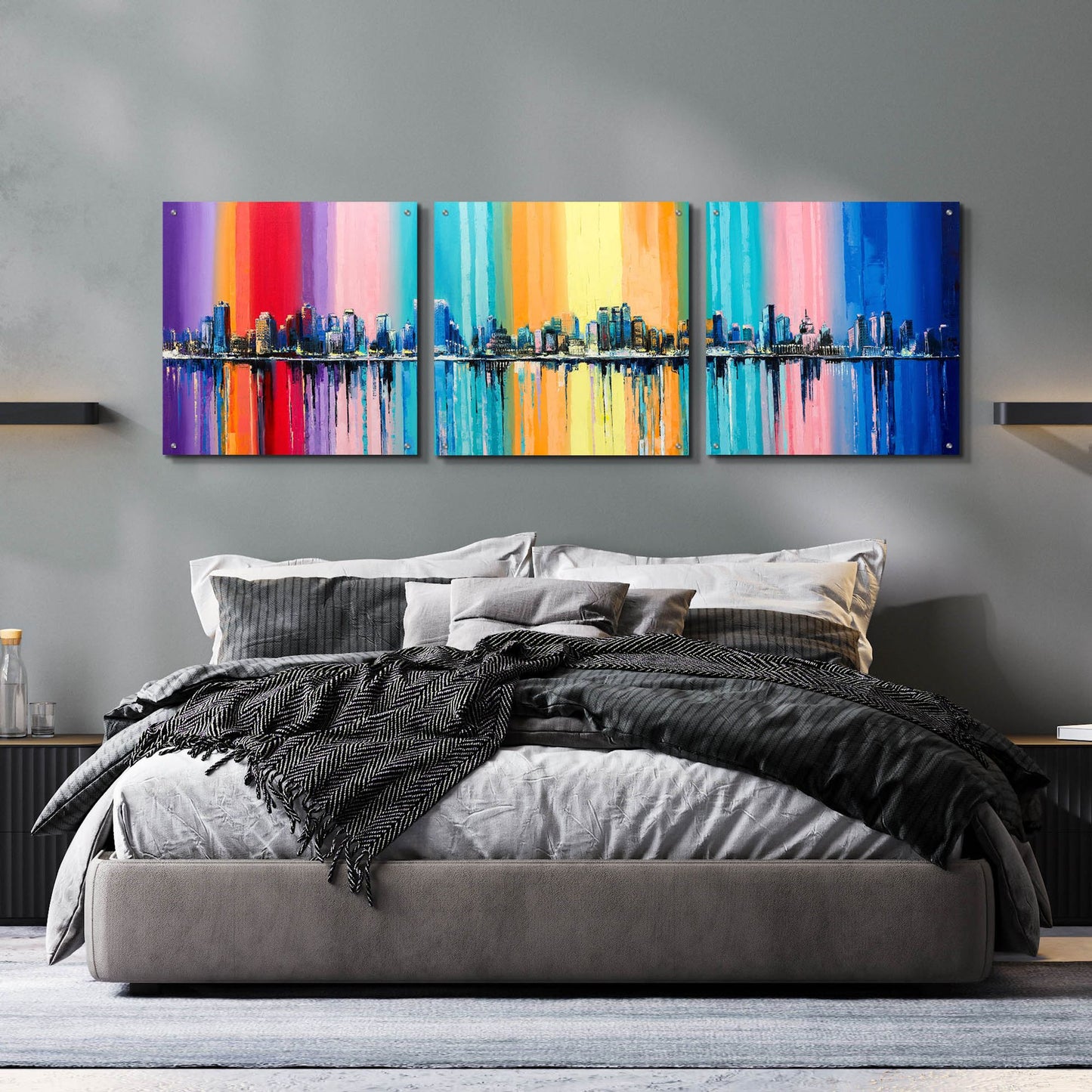 Epic Art 'Longest Day' Acrylic Glass Wall Art, 3 Piece Set,72x24