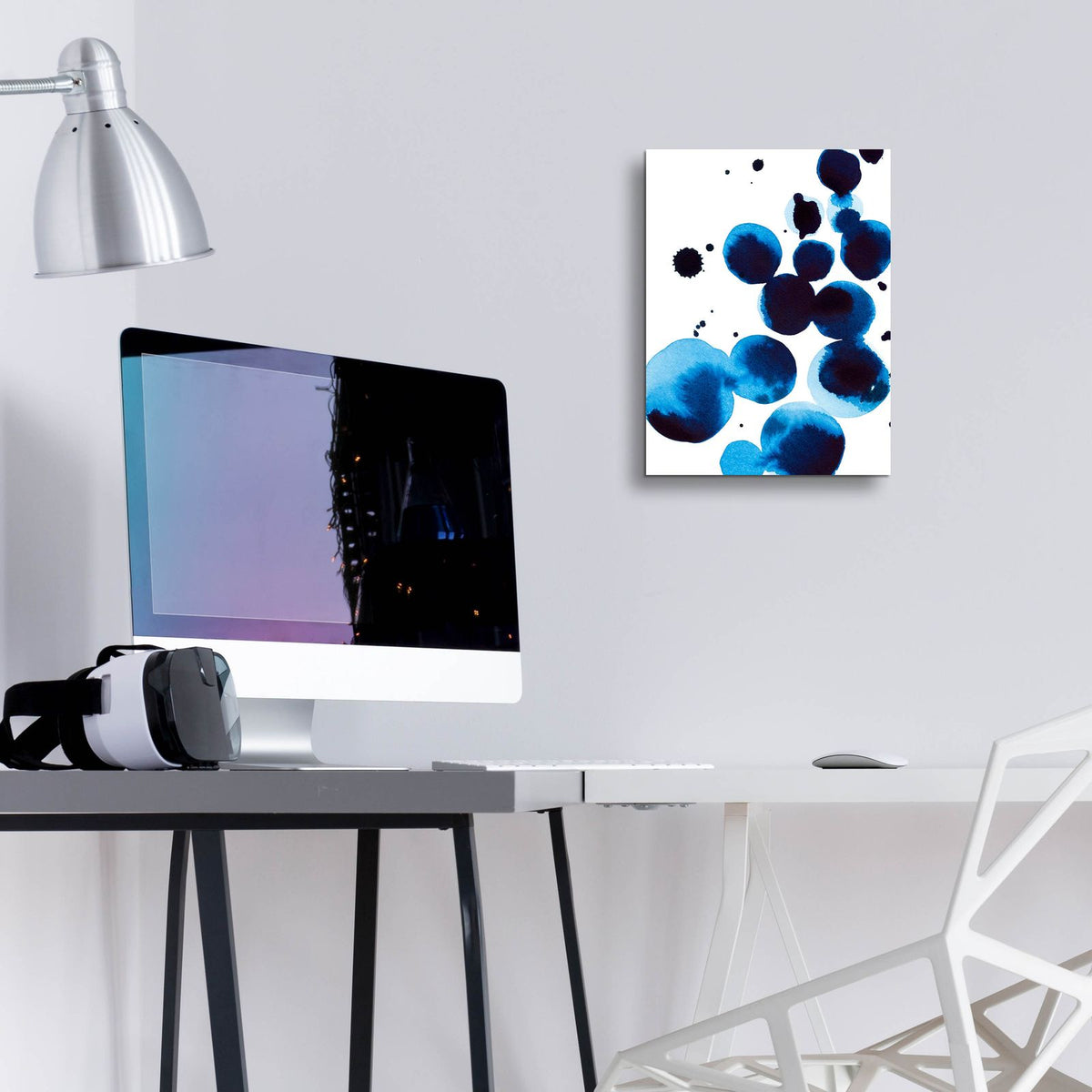 Blue Drops 4 by Annie Warren - 12x16 acrylic wall art in a room
