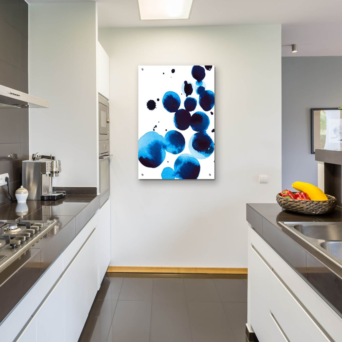 Blue Drops 4 by Annie Warren - 24x36 acrylic wall art in a room