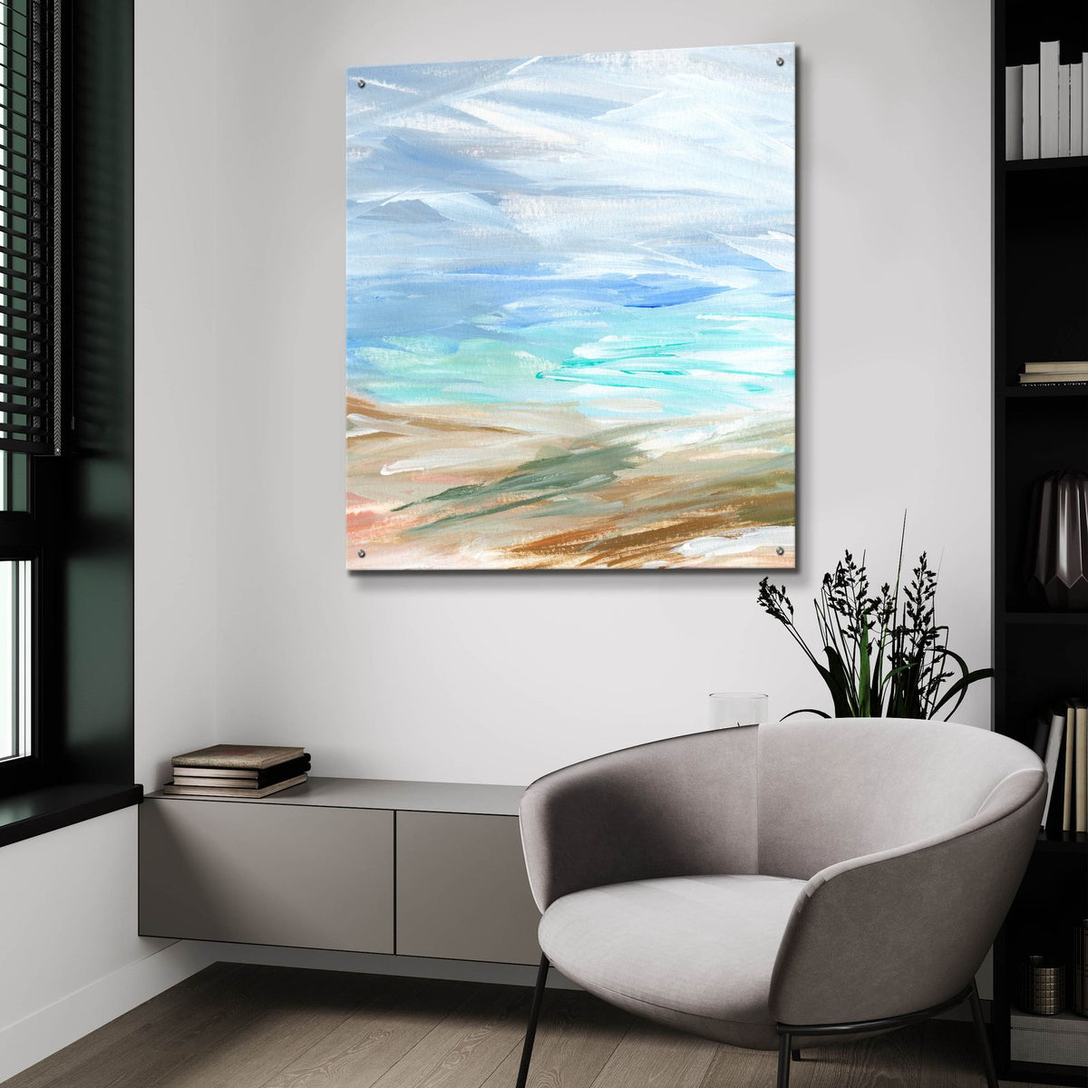 Sand Strokes 1 by Annie Warren - 36x36 acrylic wall art in a room