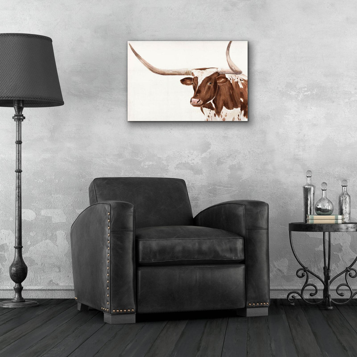 Spotted Steer 3 by Annie Warren - 24x16 acrylic wall art in a room