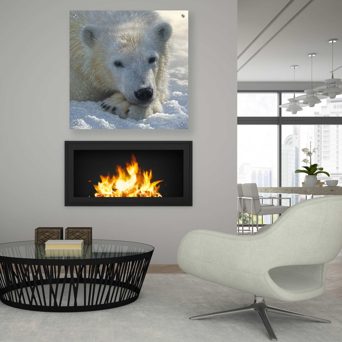 Epic Art 'Polar Bear Cub' by Collin Bogle Acrylic Glass Wall Art,36x36