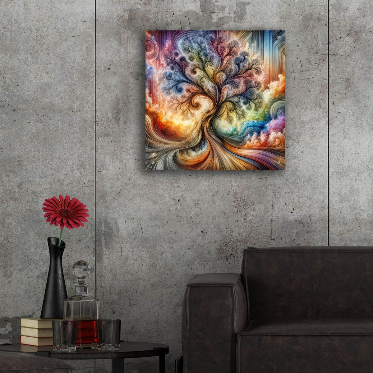 Abstract Tree by Rey Klimt - 24x24 acrylic wall art in a room