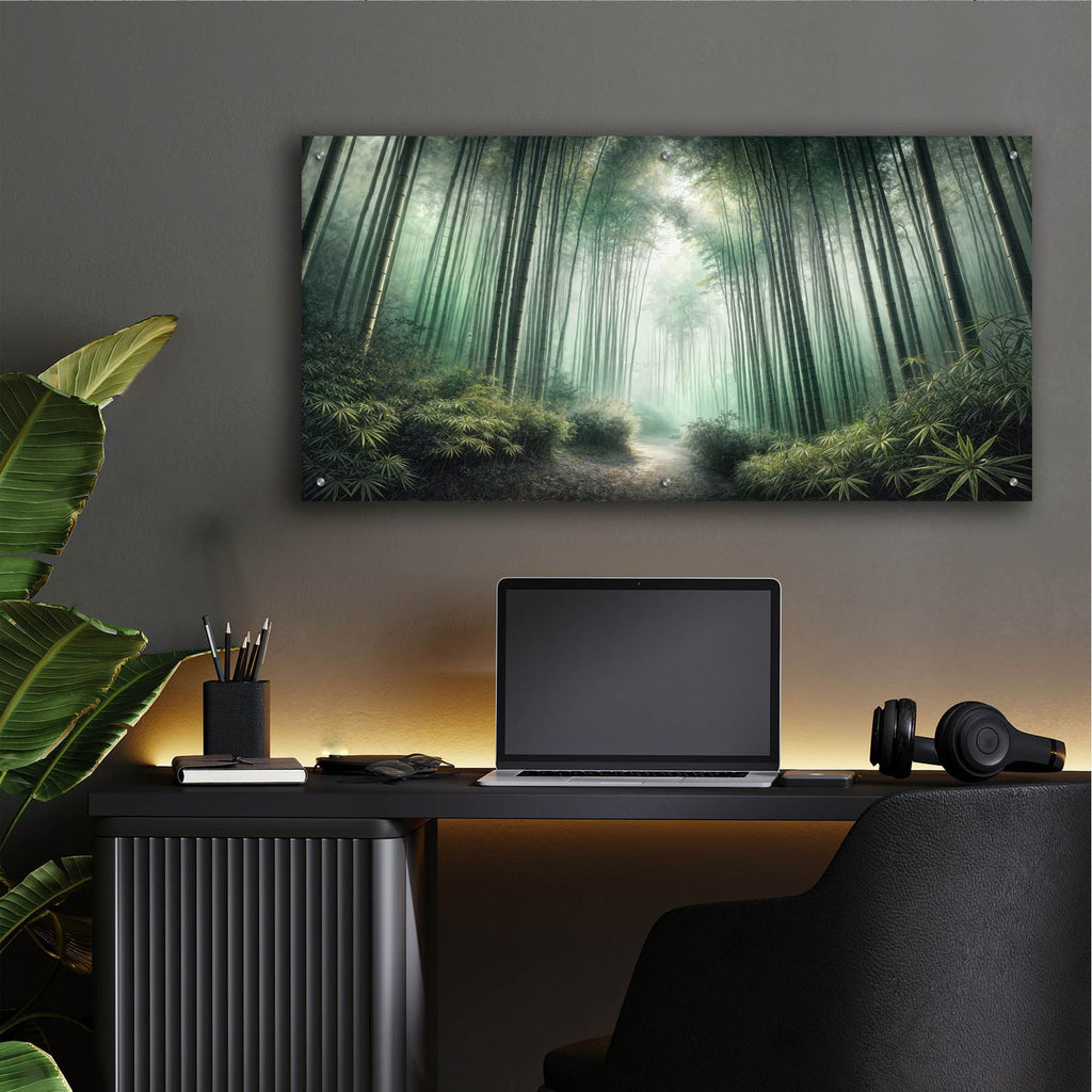 Bamboo Forest In The Morning Mist by Rey Klimt - 48x24 acrylic wall art in a room