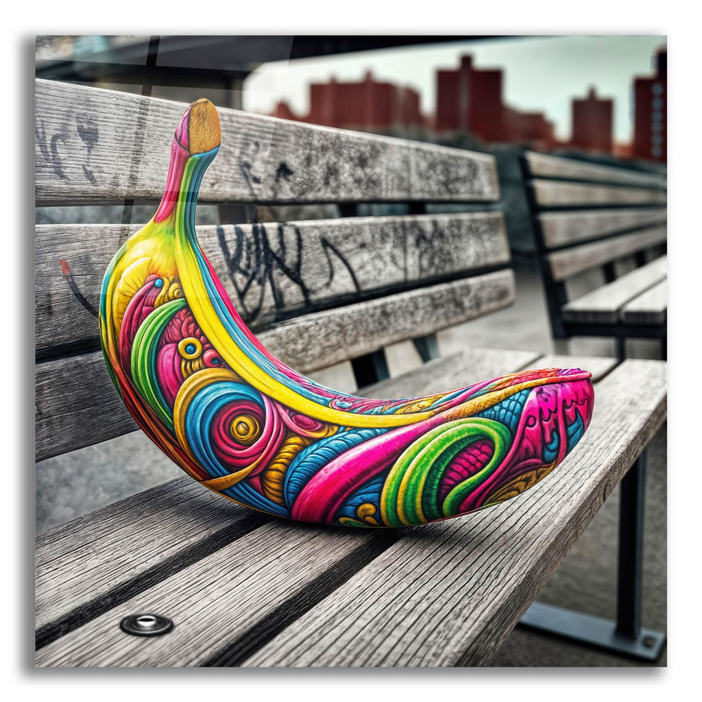 Banana On Bench by Rey Klimt acrylic glass wall art