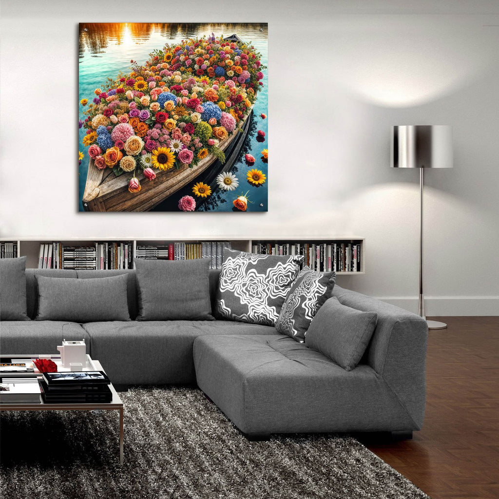 Boat Of Flowers by Rey Klimt - 36x36 acrylic wall art in a room