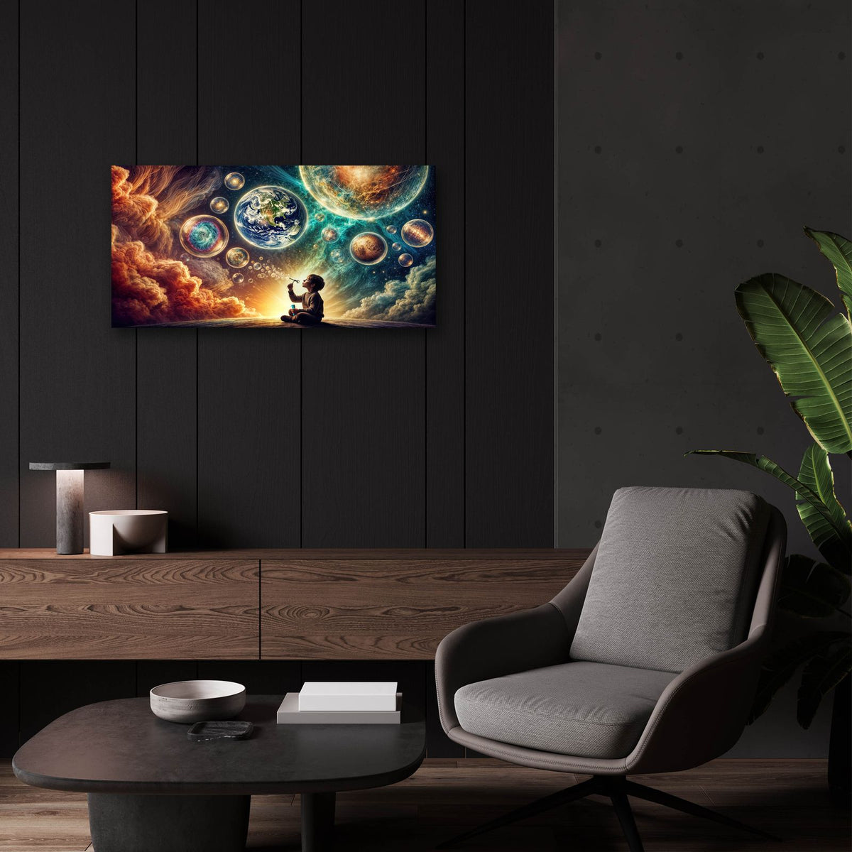 Bubbles Universe by Rey Klimt - 24x12 acrylic wall art in a room