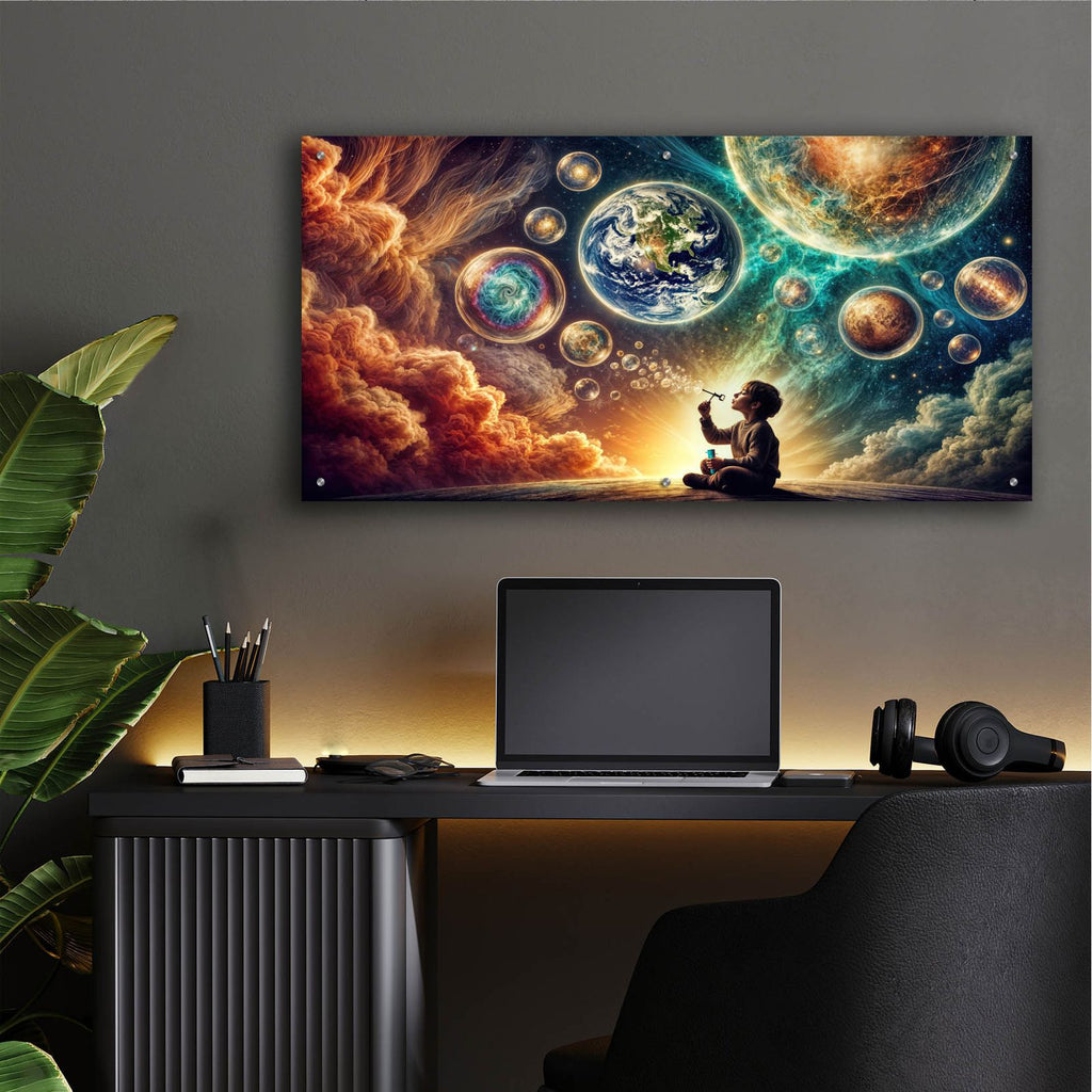 Bubbles Universe by Rey Klimt - 48x24 acrylic wall art in a room