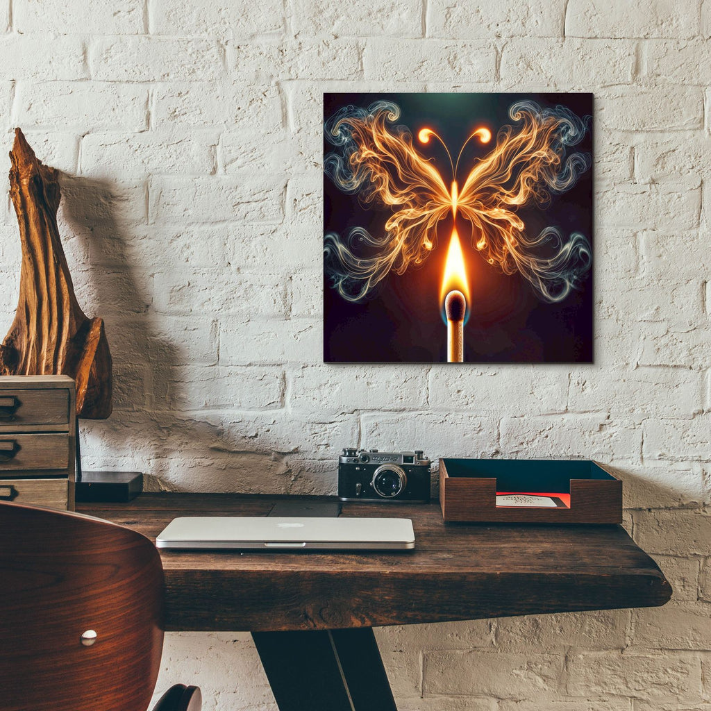 Butterfly Fire by Rey Klimt - 12x12 acrylic wall art in a room