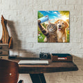 Cat And Dog - Friends Selfie by Rey Klimt - 12x12 acrylic wall art in a room