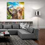 Cat And Dog - Friends Selfie by Rey Klimt - 36x36 acrylic wall art in a room