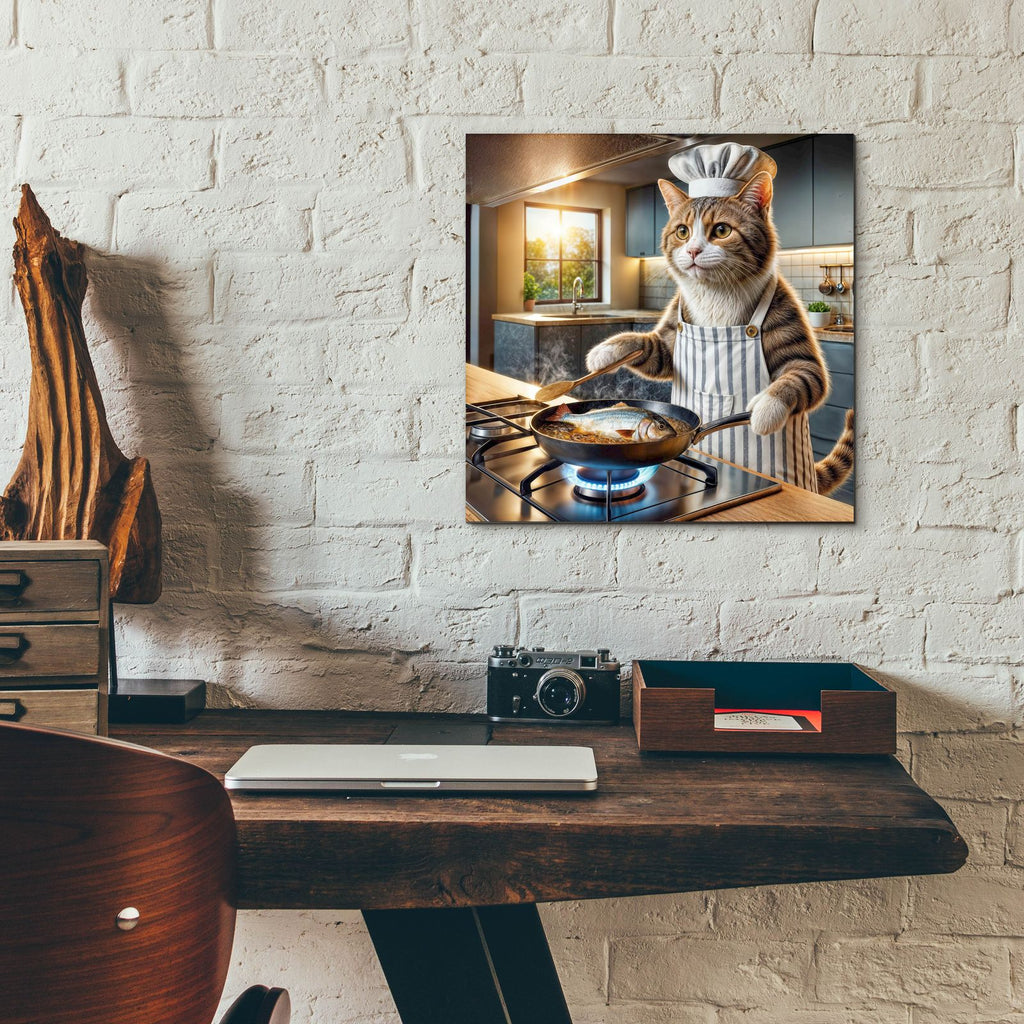 Cat Cook by Rey Klimt - 12x12 acrylic wall art in a room