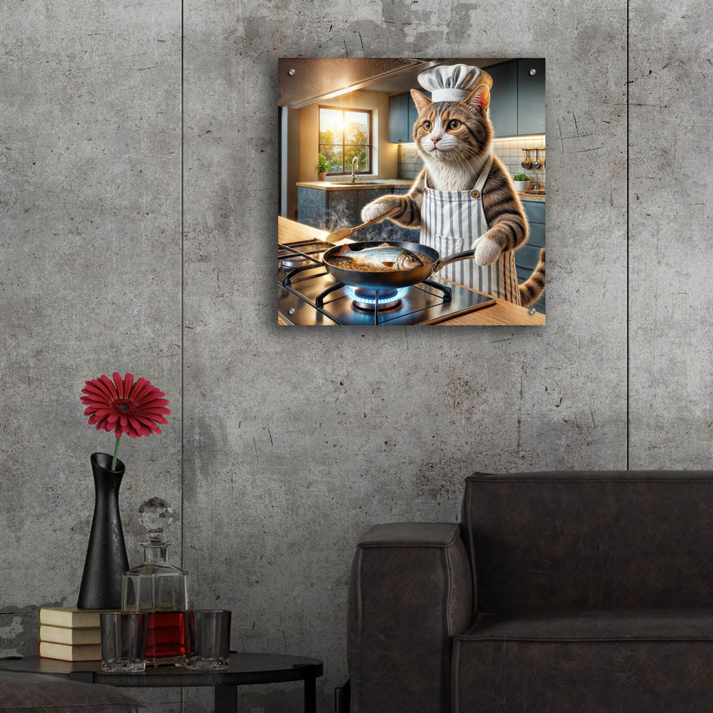 Cat Cook by Rey Klimt - 24x24 acrylic wall art in a room