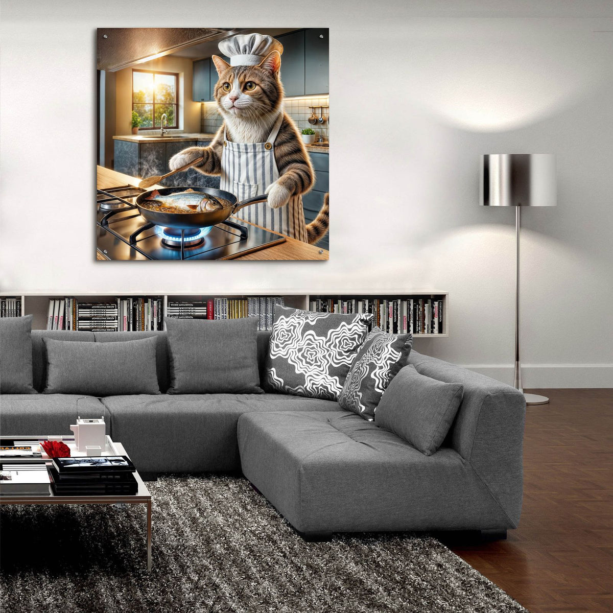 Cat Cook by Rey Klimt - 36x36 acrylic wall art in a room