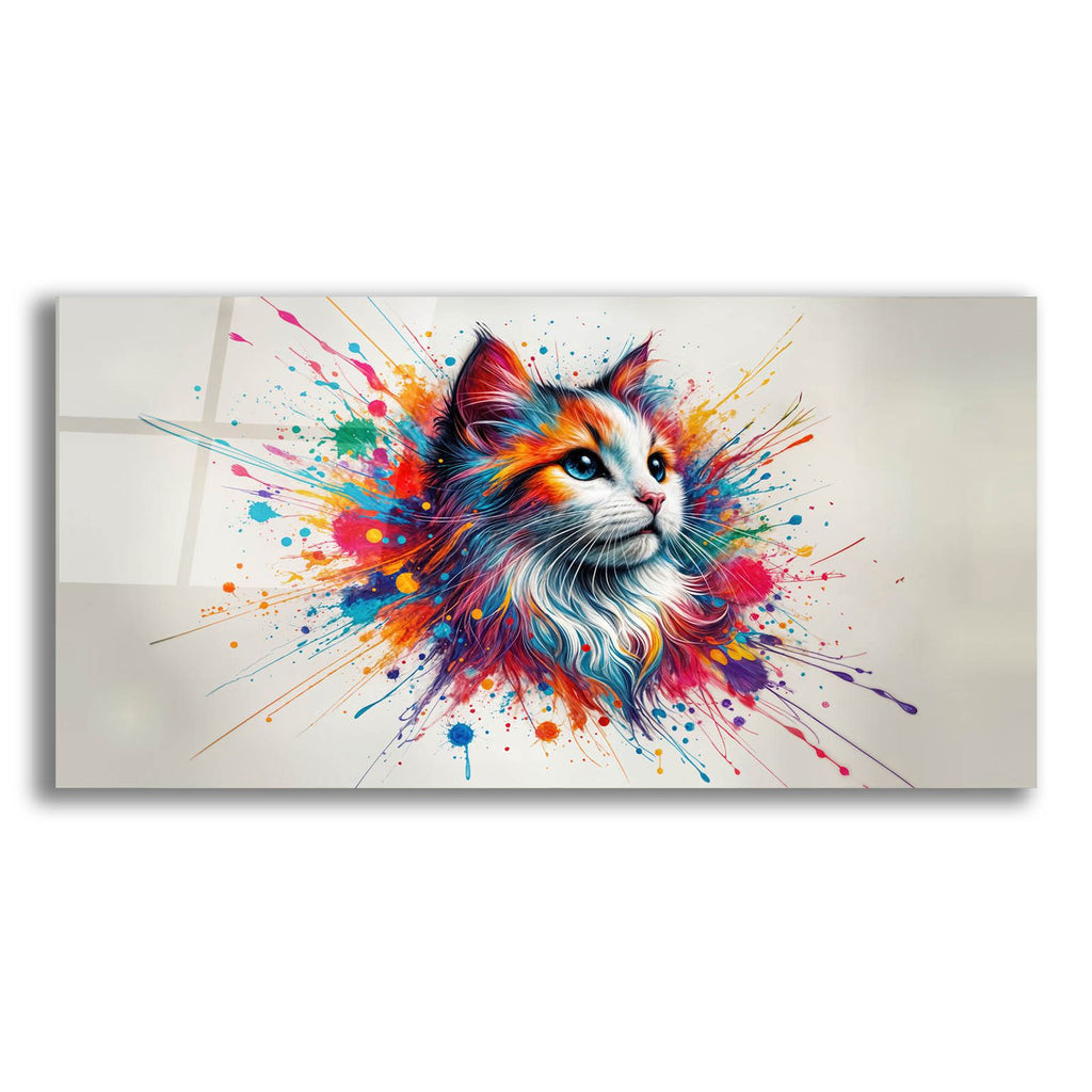 Cat Paint Splashes by Rey Klimt acrylic glass wall art
