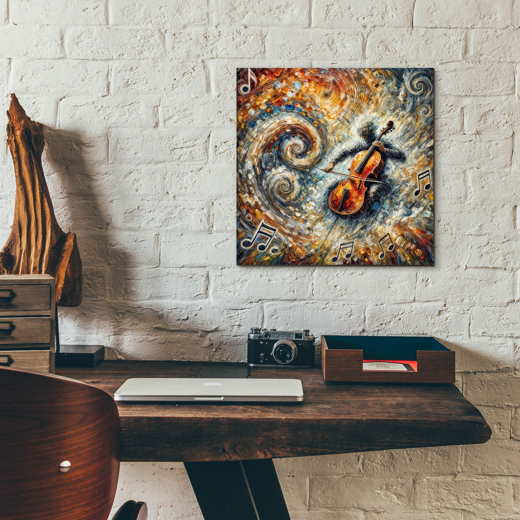 Cello Player Abstract by Rey Klimt - 12x12 acrylic wall art in a room