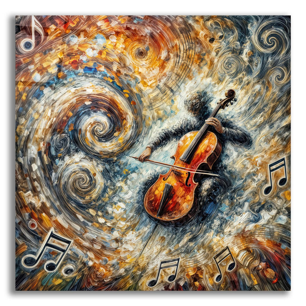 Cello Player Abstract by Rey Klimt acrylic glass wall art