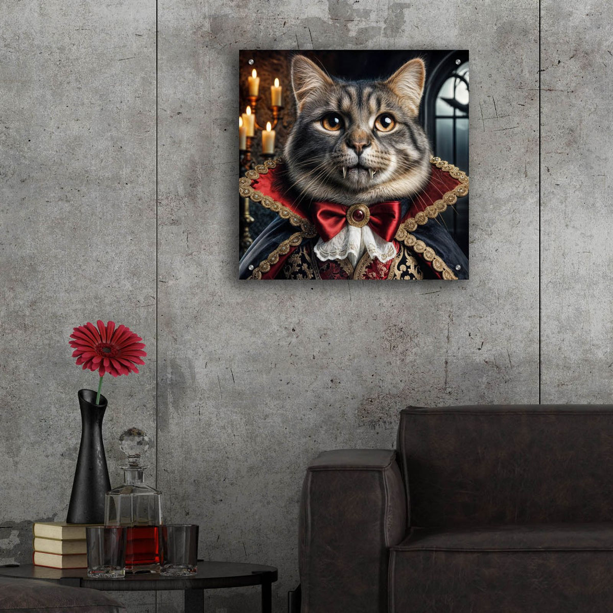 Count Cat Dracula by Rey Klimt - 24x24 acrylic wall art in a room