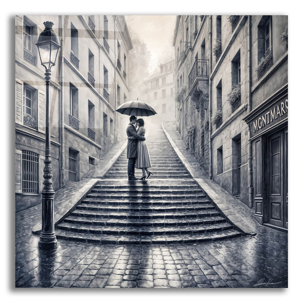 Couple Sharing Umbrella by Rey Klimt acrylic glass wall art