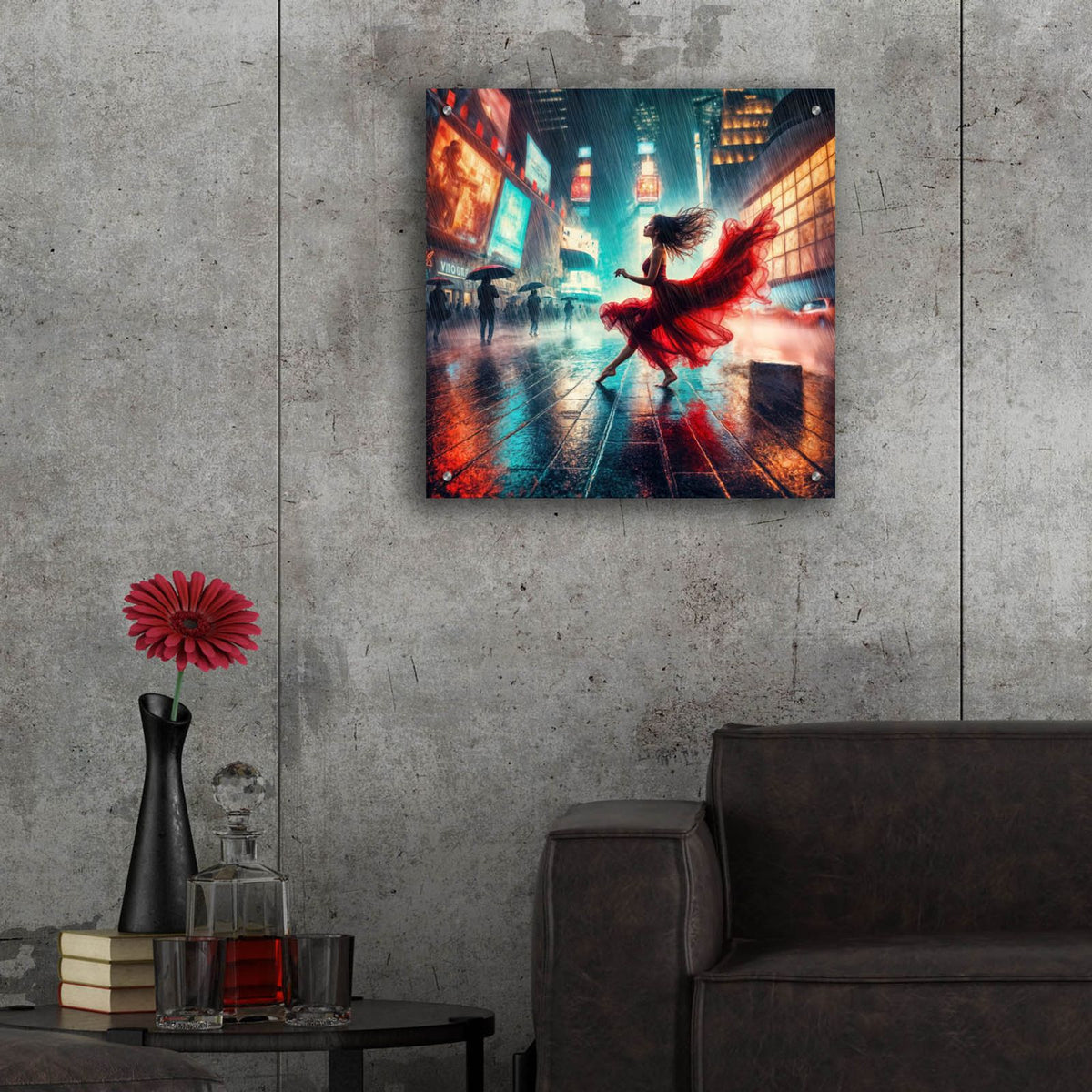 Dancing In A Rain by Rey Klimt - 24x24 acrylic wall art in a room