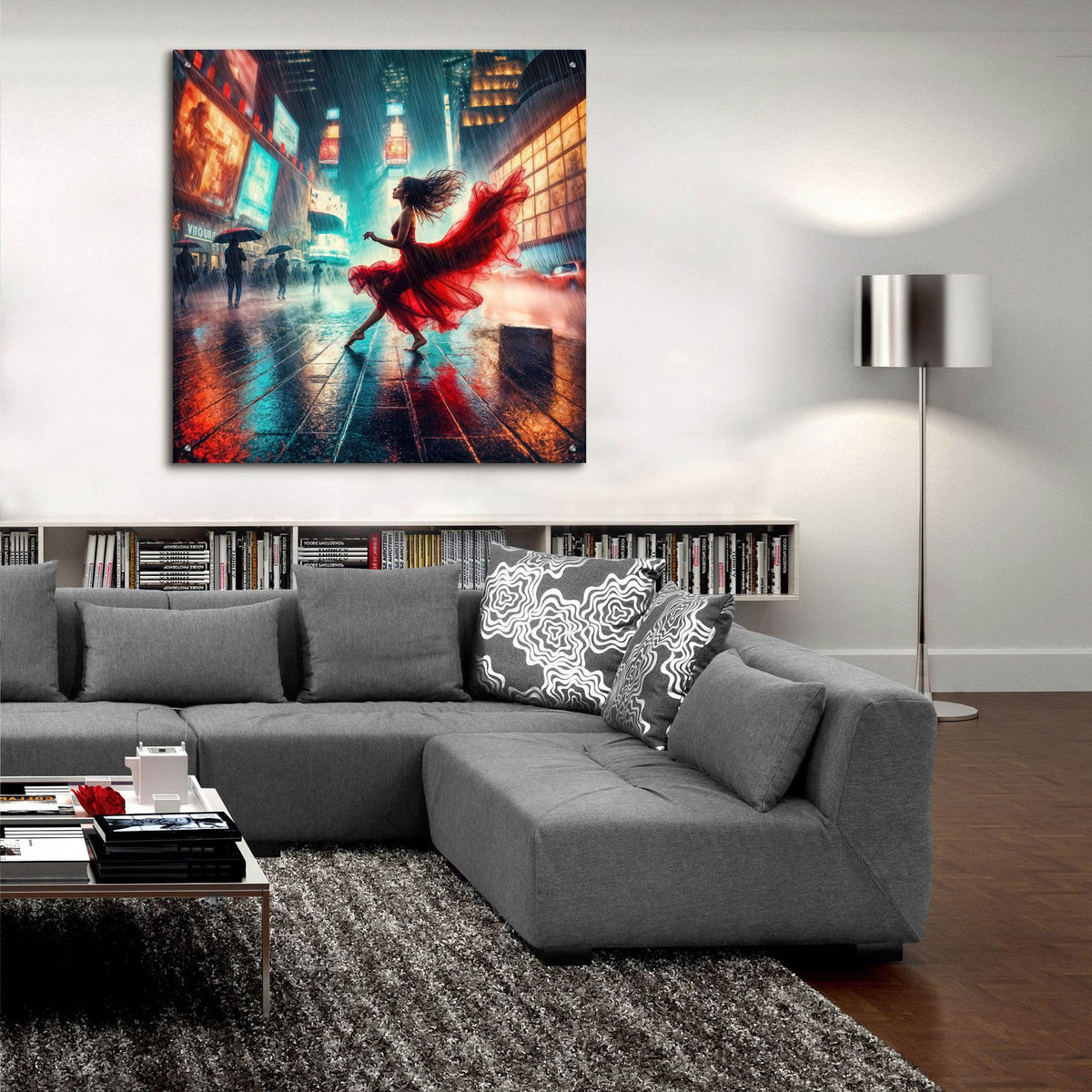 Dancing In A Rain by Rey Klimt - 36x36 acrylic wall art in a room