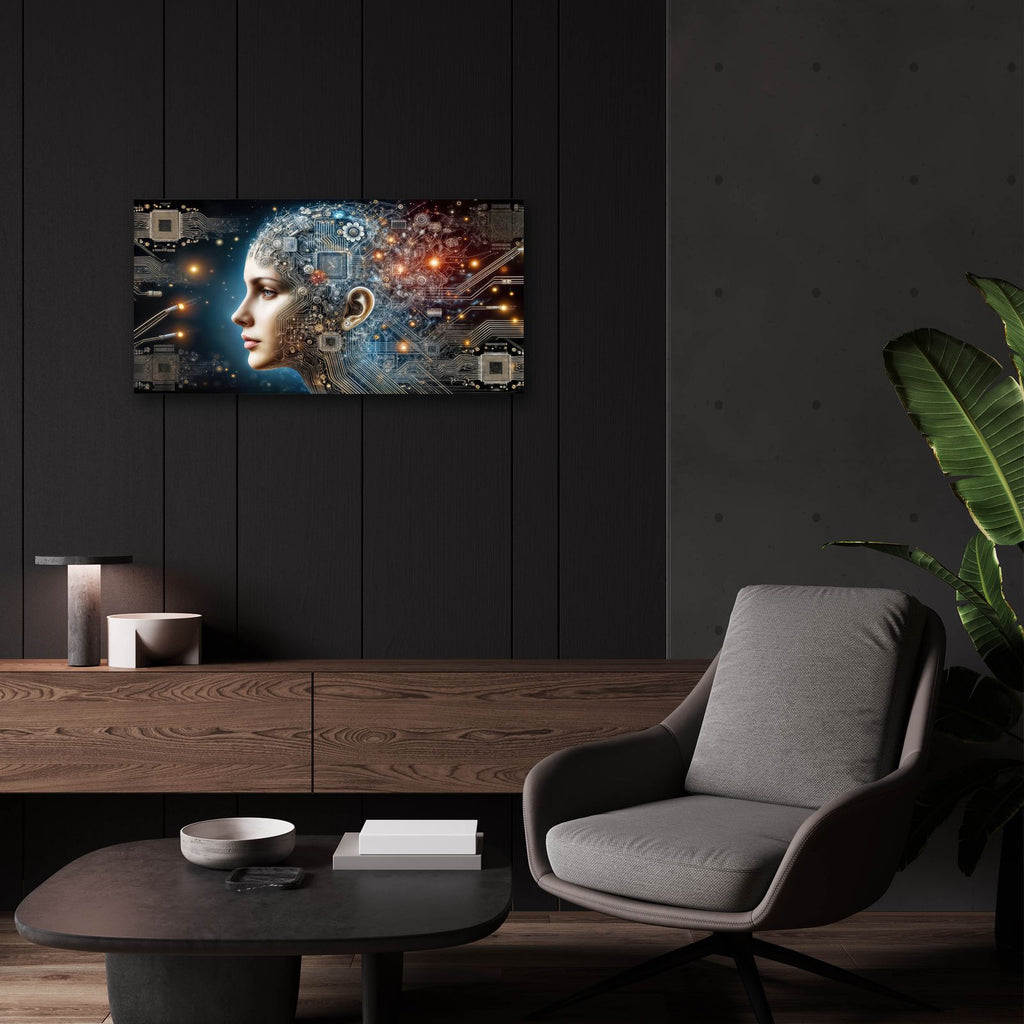 Electric Thoughts by Rey Klimt - 24x12 acrylic wall art in a room
